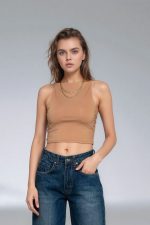 Square Neck Top in Camel