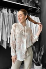 Πουκάμισο με Δέσιμο Εμπριμέ Sheer in sand