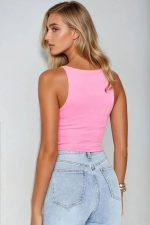 Square Neck Top in Baby Pink