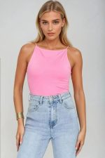 Square Neck Top in Baby Pink