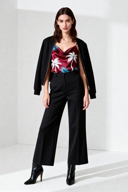 Draped Satin με Τύπωμα Φοίνικες