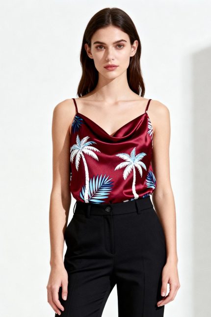 Draped Satin με Τύπωμα Φοίνικες