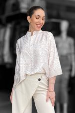 Satin Mao Πουκαμίσα in nude