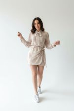 Set Floral Φούστα και Πουκάμισo in nude (5)
