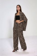 Animal Print Σετ Κιμονό & Παντελόνα Crêpe