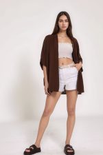 Crepe Kimono in Brown