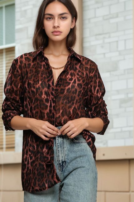 Christina Πουκάμισο Animal Print Sheer