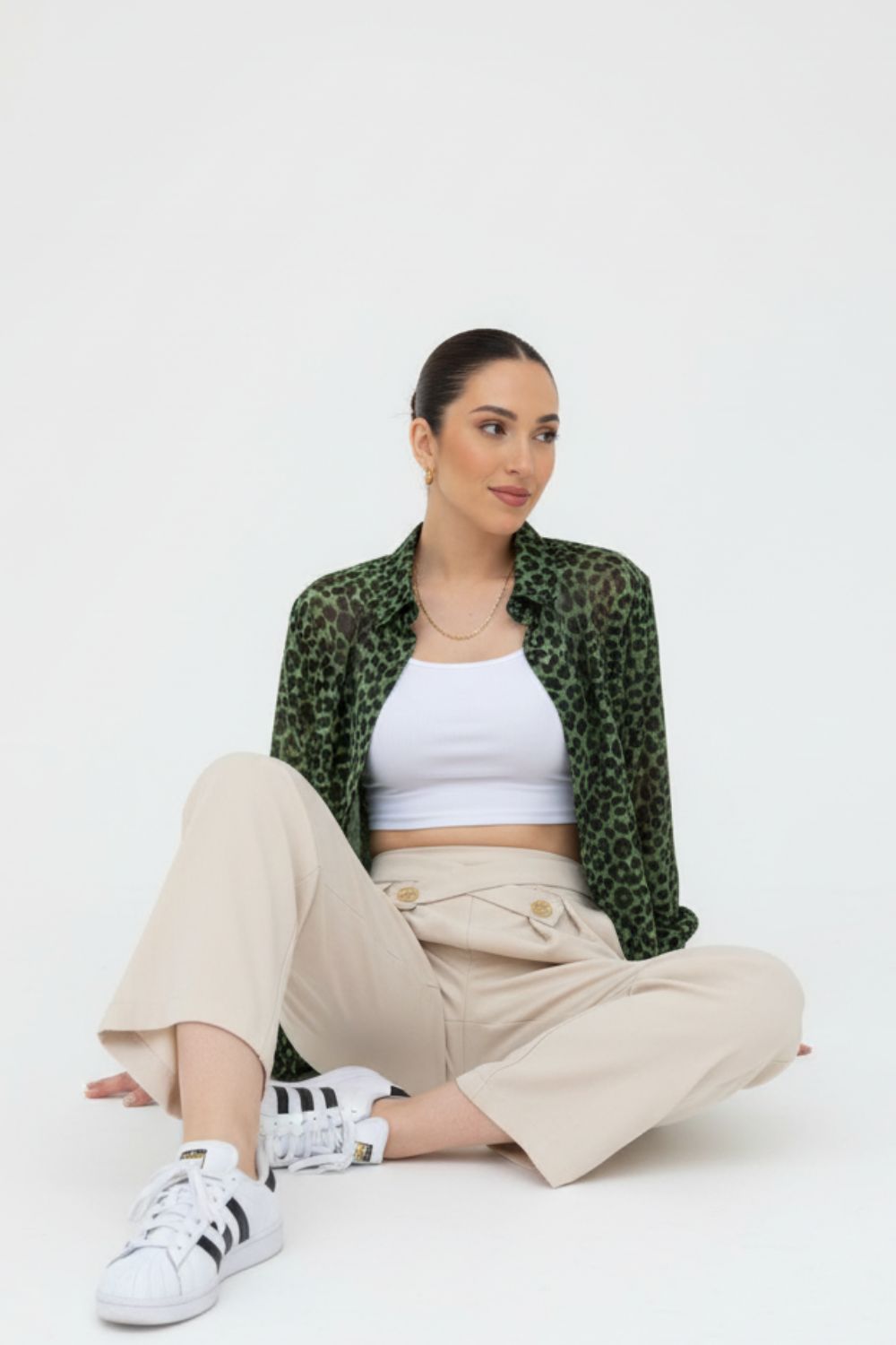 Amalia Πουκάμισο Εμπριμέ Sheer in Khaki Amalia Πουκάμισο Εμπριμέ Sheer in Khaki
