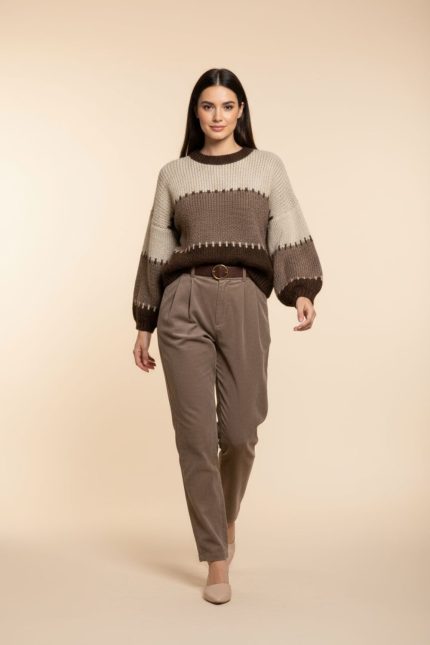 Fluffy Πουλόβερ Viscose and Wool in Brown