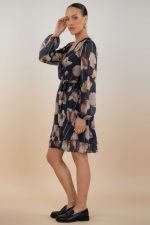 Lurex Wrap Mini Dress with Floral Print & Belt