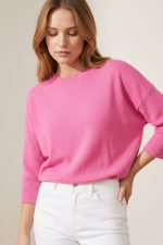 Nickie Round Neck Viscose Πουλόβερ in Pink