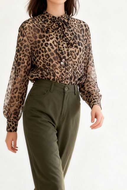Gemini πουκάμισο με animal print μαύρο