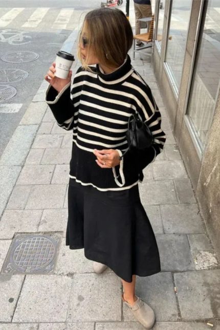 Satin Midi Skirt Black