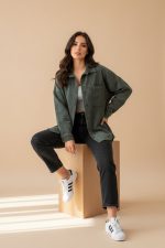 Zen Oversized Κοτλέ Shirt in Khaki
