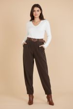 Κοτλέ Παντελόνι Carrot Fit  in Brown