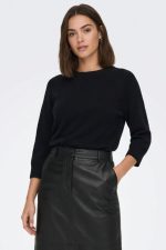 Nickie Round Neck Viscose Πουλόβερ in black