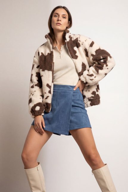 Cow Print Fleece Jacket