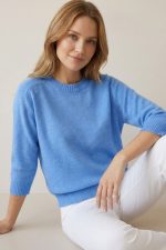 Nickie Round Neck Viscose Πουλόβερ in blue