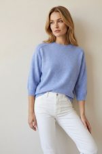 Nickie Round Neck Viscose Πουλόβερ in blue