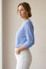 Nickie Round Neck Viscose Πουλόβερ in blue