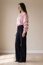 Satin Off-Shoulder Top in pink