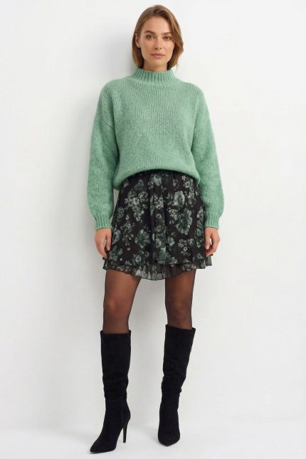 Floral Print Skirt in Khaki