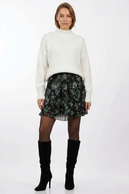 Floral Print Skirt in Khaki