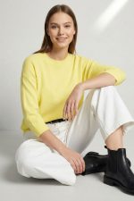 Nickie Round Neck Viscose Πουλόβερ in Yellow