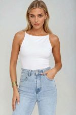 square neck top in white