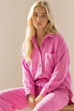Zen Oversized  Κοτλέ Shirt in Dusty Pink