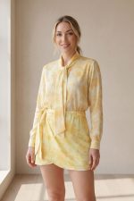 Set Floral Φούστα και Πουκάμισο in yellow