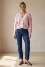 GNT Knitted Cardigan in Baby Pink