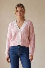 GNT Knitted Cardigan in Baby Pink
