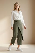 Παντελόνι με Εφέ Κρουαζέ in Khaki