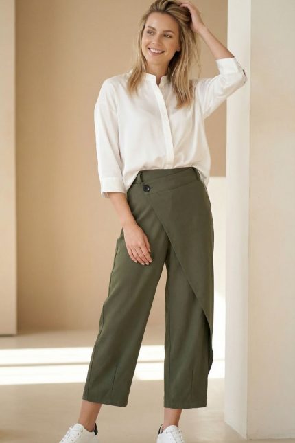 Παντελόνι με Εφέ Κρουαζέ in Khaki