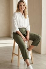 Παντελόνι με Εφέ Κρουαζέ in Khaki