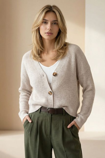 KLM Cardigan σε baby blue με super μαλακή πλέξη και κουμπιά μπροστά. One Size έως X-Large, άνετη εφαρμογή και ιδανική για καθημερινό layering.