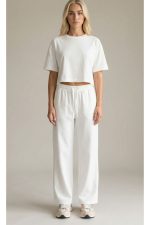 Viscose Soft Wide Pants in White