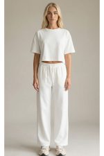 Viscose Soft Wide Pants in White