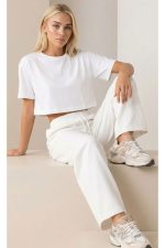 Viscose Soft Wide Pants in White