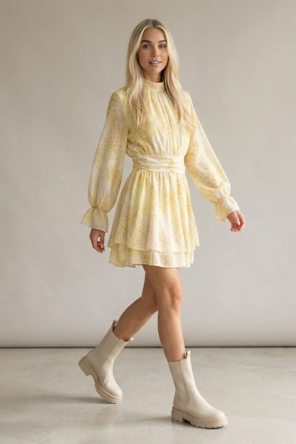 Sheer Crepe Mini Dress
