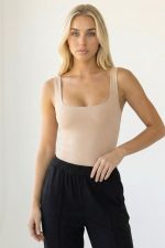Square Neck Κορμάκι in nude