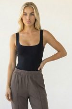 Square Neck Κορμάκι in black