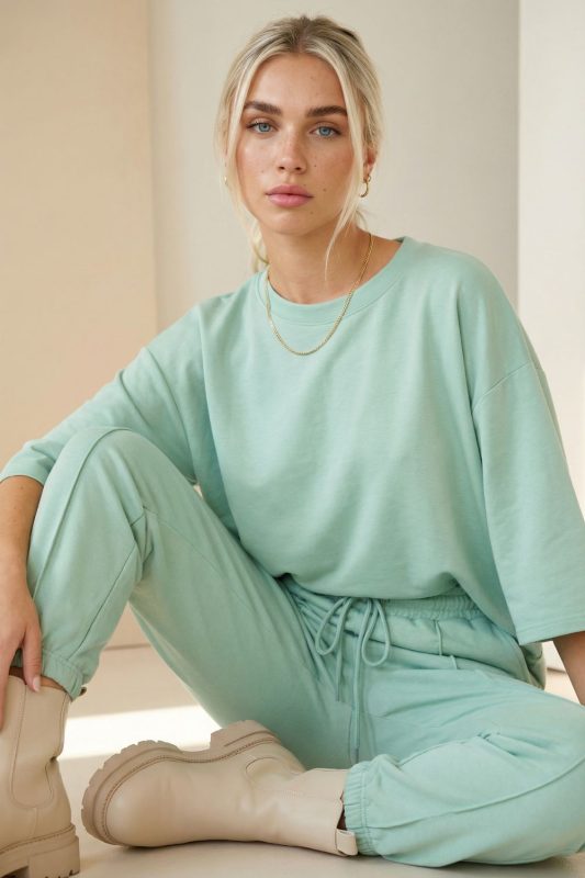 Set Viscose Loungewear in Mint Το Set Viscose Loungewear σε κίτρινη απόχρωση είναι η ιδανική επιλογή για άνετα αλλά προσεγμένα καθημερινά looks. Το σετ αποτελείται από χαλαρή μπλούζα και παντελόνι σε carrot fit γραμμή, προσφέροντας ελευθερία κινήσεων και σύγχρονη minimal αισθητική. Η σύνθεση με μαλακή viscose χαρίζει απαλή, δροσερή και breathable αίσθηση στο σώμα, καθιστώντας το ιδανικό για καθημερινή χρήση, ταξίδια αλλά και χαλαρές city εμφανίσεις. Η μπλούζα με φαρδύ μανίκι δημιουργεί χαλαρή γραμμή, ενώ το παντελόνι με ελαστική μέση και τσέπες προσφέρει πρακτικότητα και άνεση όλη τη μέρα. Ένα ευκολοφόρετο σετ που συνδυάζει άνεση, στυλ και λειτουργικότητα, ιδανικό για σύγχρονες casual εμφανίσεις. Styling Tip Συνδύασέ το με λευκά sneakers ή flat sandals για χαλαρό everyday look, ενώ με denim jacket ή cropped cardigan δημιουργείς εύκολα ένα πιο ολοκληρωμένο city outfit για βόλτα ή ταξίδι.