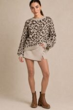 nimal Print Sweater in Taupe Κωδικός: 51199 Χαρακτηριστικά Γραμμή: Κανονική προς άνετη Μέγεθος: One Size Λαιμός: Στρογγυλή λαιμόκοψη Ύφασμα: Ζεστό & μαλακό πλεκτό Print: Animal print Extra: Δεν τσιμπάει Οδηγίες Φροντίδας Πλύσιμο σε κρύο νερό Χωρίς στύψιμο