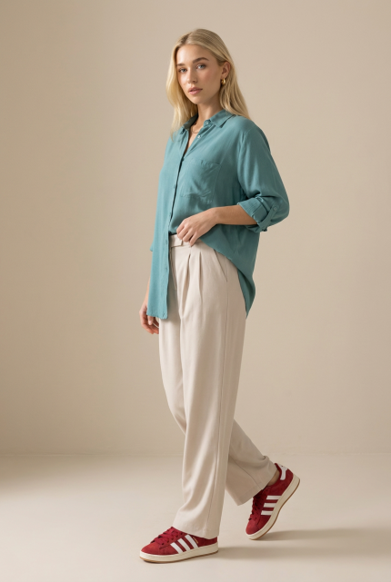 Viscose Oversized Shirt in Mint