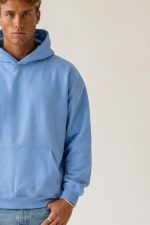 Unisex Oversized Hoodie Fluffy in baby blue