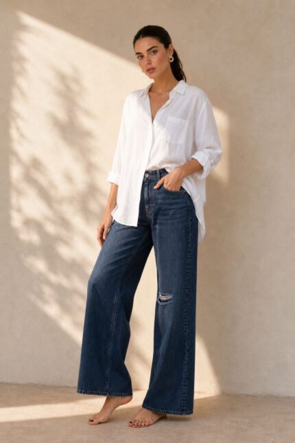 Viscose Oversized Shirt in  white Κωδικός: 200226 Χαρακτηριστικά Προϊόντος • Εφαρμογή: Oversized, χαλαρή γραμμή • One Size – καλύπτει έως X-Large • Περιφέρεια στήθους: έως 120 cm • Μαλακό, ελαφρύ και breathable ύφασμα viscose • Κατάλληλο για ευαίσθητα & αλλεργικά δέρματα • Roll-up μανίκι • Φοριέται ως πουκάμισο ή ελαφρύ jacket • Ιδανικό για layering Διαστάσεις (flat ) • Στήθος: έως 120 cm • Μήκος μπροστά: περίπου 72 cm • Μήκος πίσω: περίπου 76 cm • Μανίκι: περίπου 60 cm Φροντίδα • Πλύσιμο στο πλυντήριο έως 30°C • Χωρίς στύψιμο • Σιδέρωμα σε χαμηλή θερμοκρασία