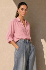 Viscose Oversized Shirt in  Dusty pink Κωδικός: 200226 Χαρακτηριστικά Προϊόντος • Εφαρμογή: Oversized, χαλαρή γραμμή • One Size – καλύπτει έως X-Large • Περιφέρεια στήθους: έως 120 cm • Μαλακό, ελαφρύ και breathable ύφασμα viscose • Κατάλληλο για ευαίσθητα & αλλεργικά δέρματα • Roll-up μανίκι • Φοριέται ως πουκάμισο ή ελαφρύ jacket • Ιδανικό για layering Διαστάσεις (flat ) • Στήθος: έως 120 cm • Μήκος μπροστά: περίπου 72 cm • Μήκος πίσω: περίπου 76 cm • Μανίκι: περίπου 60 cm Φροντίδα • Πλύσιμο στο πλυντήριο έως 30°C • Χωρίς στύψιμο • Σιδέρωμα σε χαμηλή θερμοκρασία