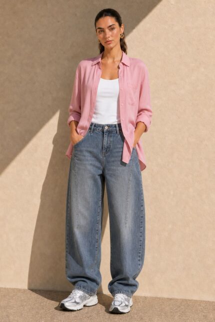Viscose Oversized Shirt in  Dusty pink Κωδικός: 200226 Χαρακτηριστικά Προϊόντος • Εφαρμογή: Oversized, χαλαρή γραμμή • One Size – καλύπτει έως X-Large • Περιφέρεια στήθους: έως 120 cm • Μαλακό, ελαφρύ και breathable ύφασμα viscose • Κατάλληλο για ευαίσθητα & αλλεργικά δέρματα • Roll-up μανίκι • Φοριέται ως πουκάμισο ή ελαφρύ jacket • Ιδανικό για layering Διαστάσεις (flat ) • Στήθος: έως 120 cm • Μήκος μπροστά: περίπου 72 cm • Μήκος πίσω: περίπου 76 cm • Μανίκι: περίπου 60 cm Φροντίδα • Πλύσιμο στο πλυντήριο έως 30°C • Χωρίς στύψιμο • Σιδέρωμα σε χαμηλή θερμοκρασία